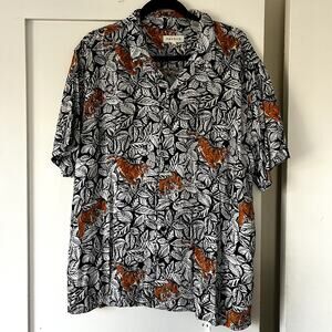 Men's tiger printed button down short sleeve top